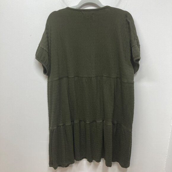 Madewell (Re)sourced Crinkle-Knit Tiered Mini Dress green M - Picture 9 of 12